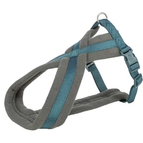 Nylonový postroj PREMIUM podšitý, petrolejová/grafit S:hruď:35-65cm/20mm